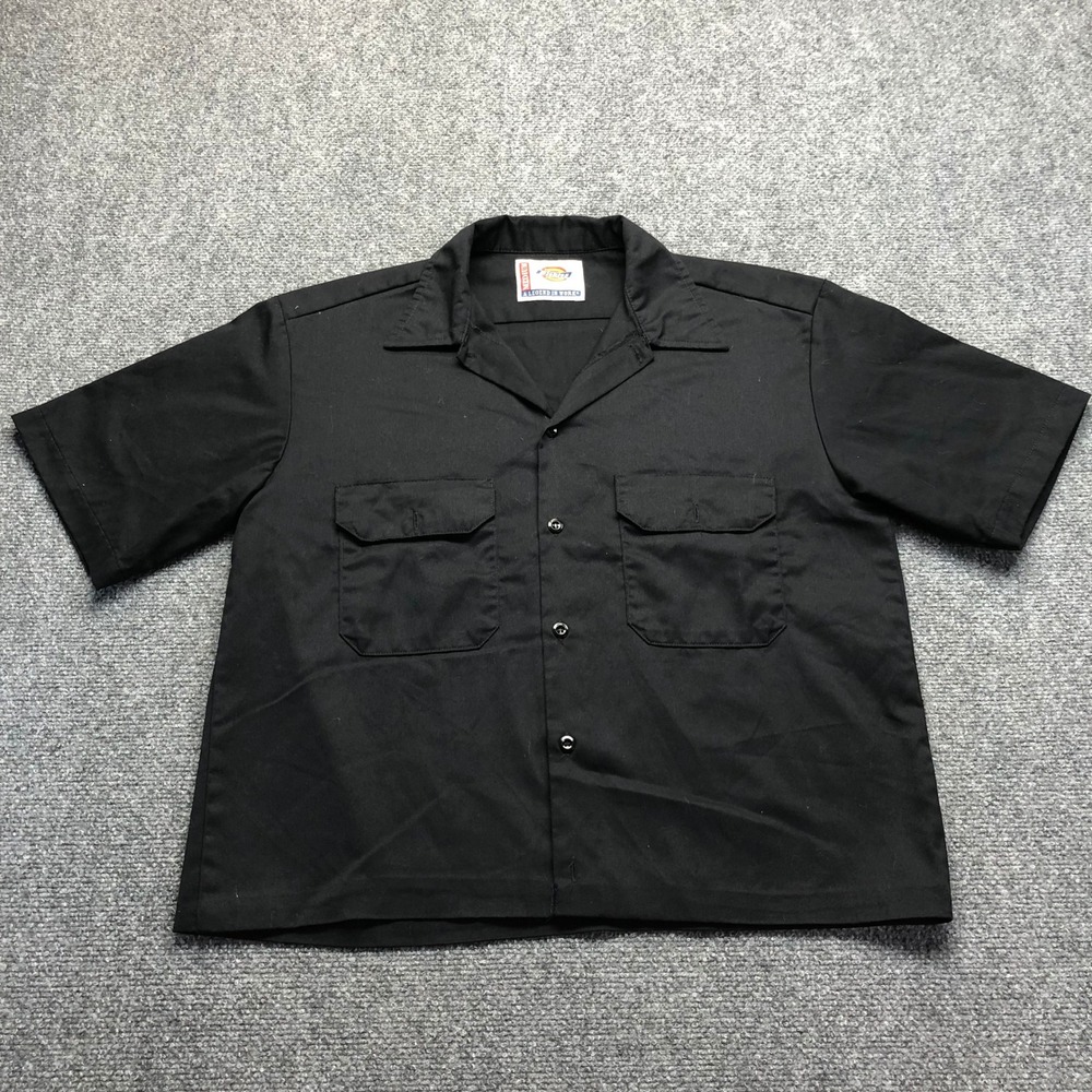 Dickies Mens Black Work Shirt Rhinestone Spider Graphic Short Sleeve Medium